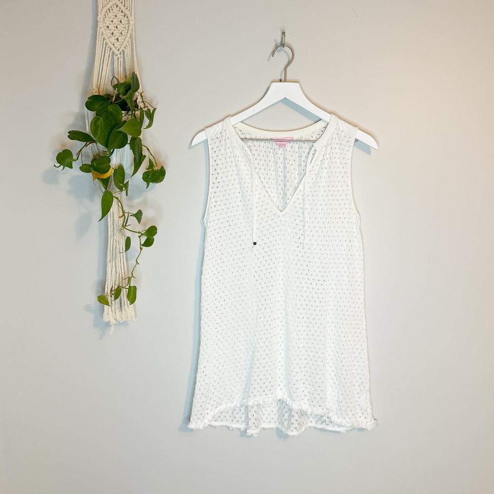 Lily Pulitzer Resort White Crochet Knit Lace Abel Tunic